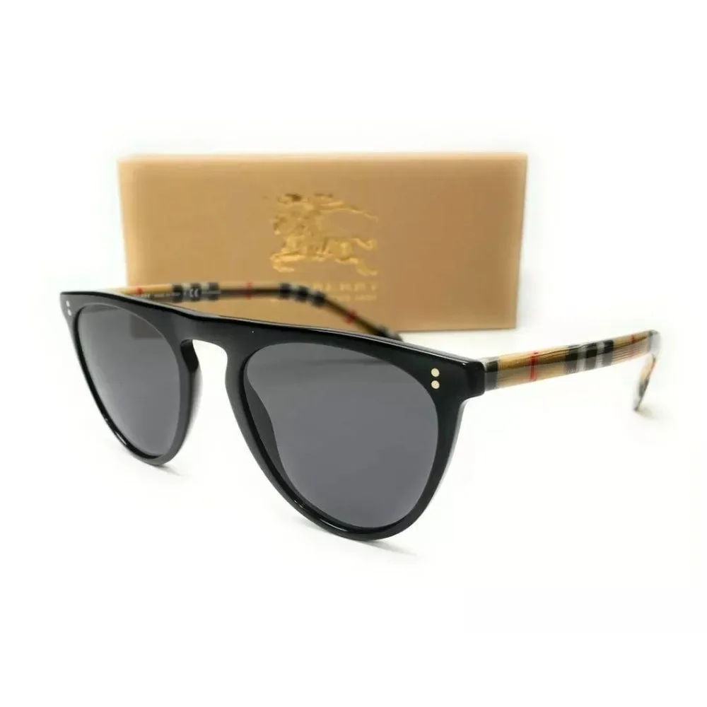 Burberry Men's Black and Grey Polarized Sunglasses